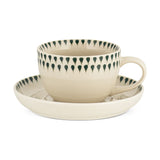 Juniper Drop Cup and Saucer - Cream & Juniper