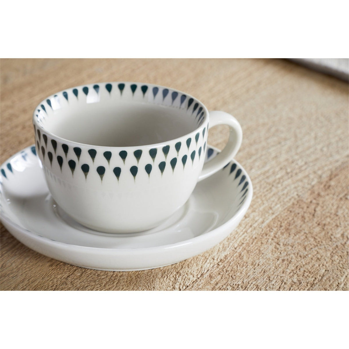 Juniper Drop Cup and Saucer - Cream & Juniper