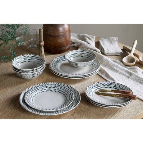 Juniper Drop Dinner Set - Cream & Juniper - 12 Piece