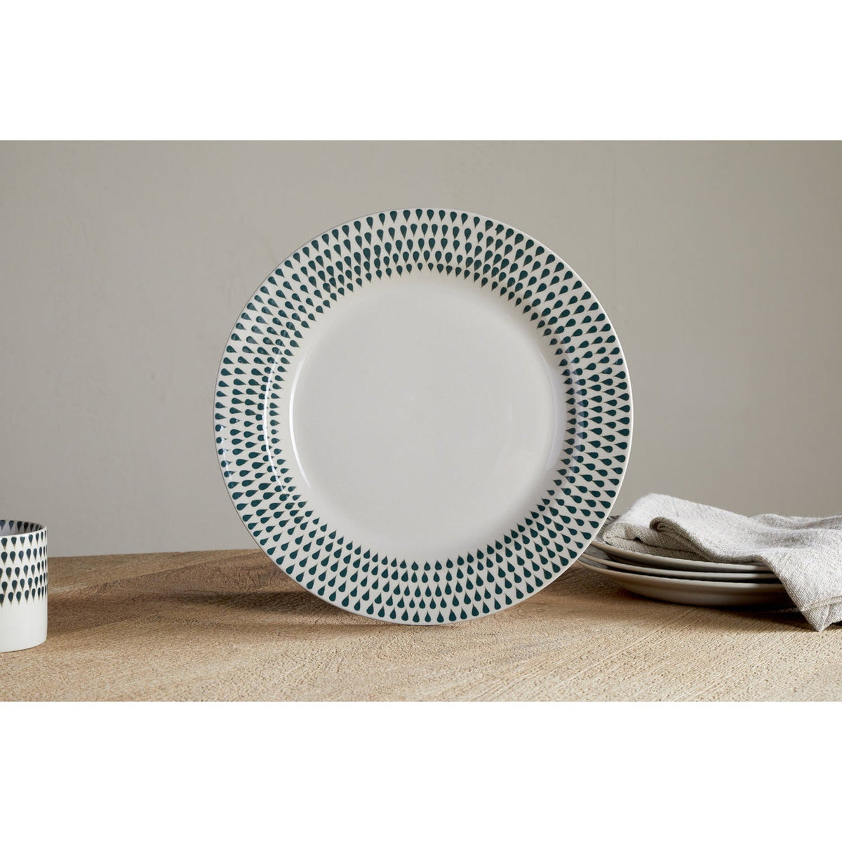 Juniper Drop Dinner Set - Cream & Juniper - 12 Piece
