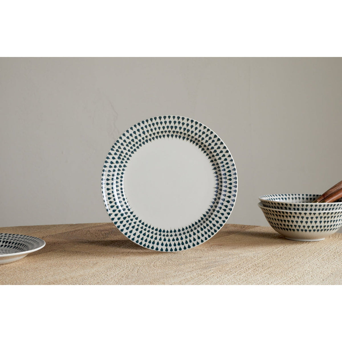 Juniper Drop Dinner Set - Cream & Juniper - 12 Piece