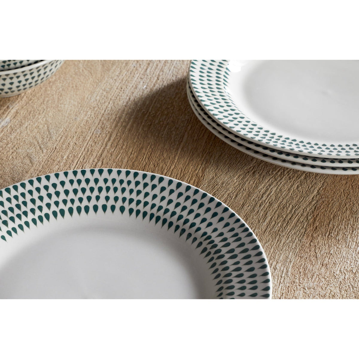 Juniper Drop Dinner Set - Cream & Juniper - 12 Piece