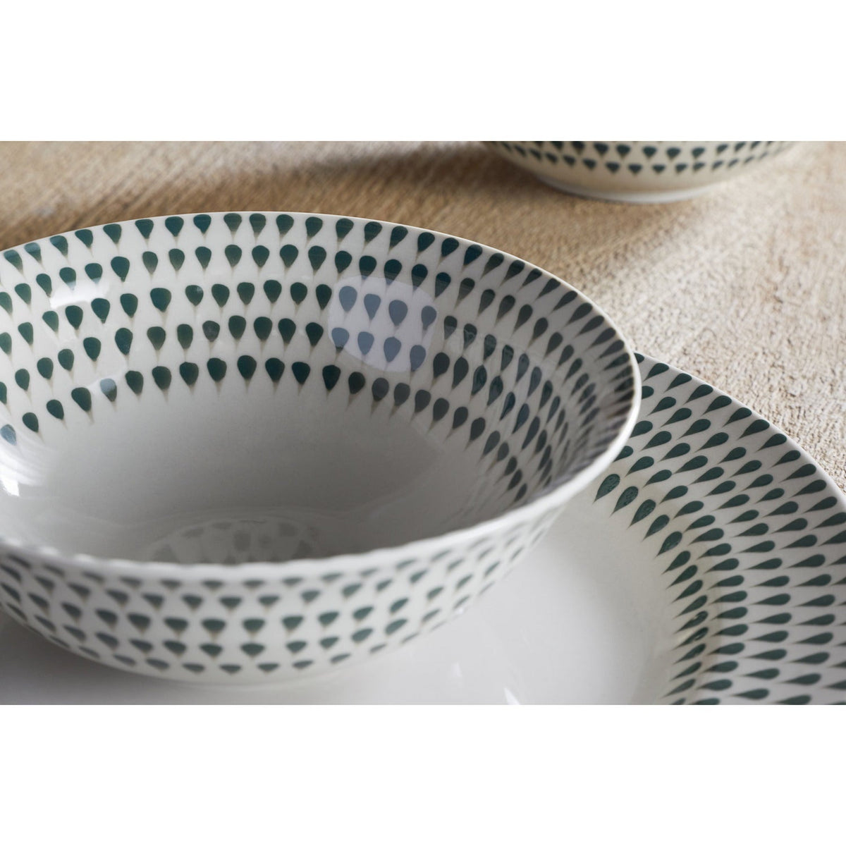 Juniper Drop Dinner Set - Cream & Juniper - 12 Piece