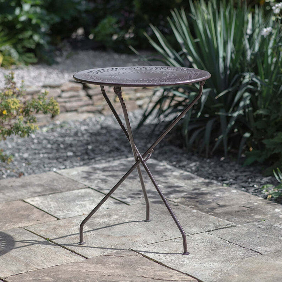 Jeavika Iron Bistro Garden Table - Dark Brown