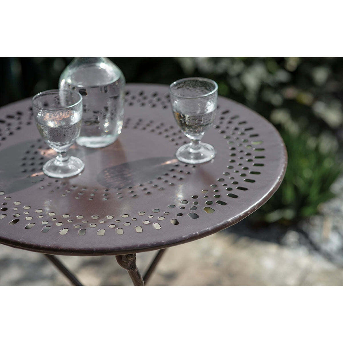 Jeavika Iron Bistro Garden Table - Dark Brown