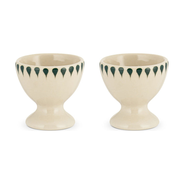 Juniper Drop Egg Cups - Cream & Juniper - Set of 2