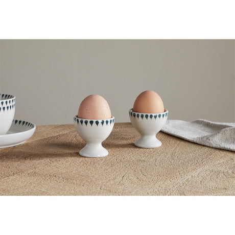 Juniper Drop Egg Cups - Cream & Juniper - Set of 2