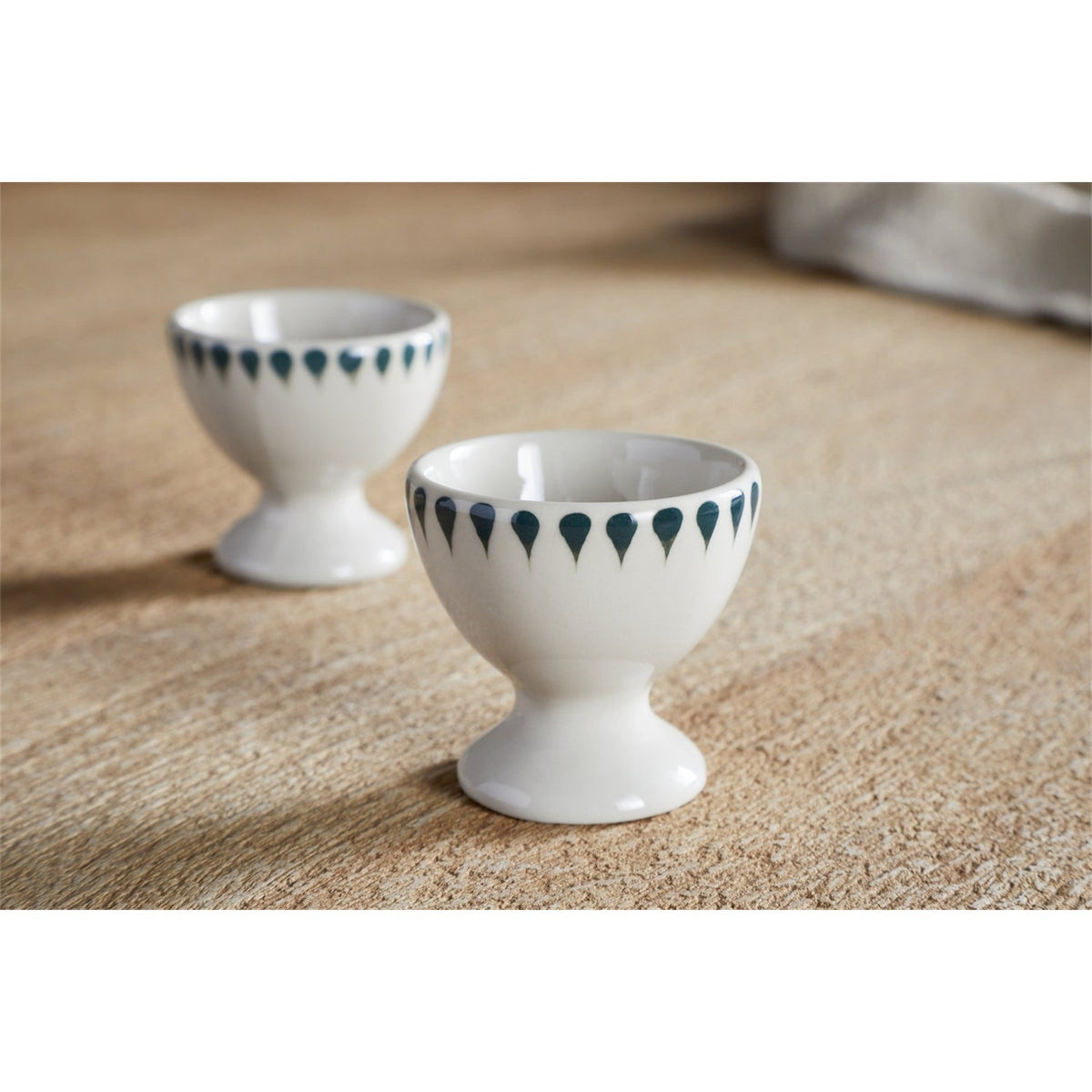 Juniper Drop Egg Cups - Cream & Juniper - Set of 2