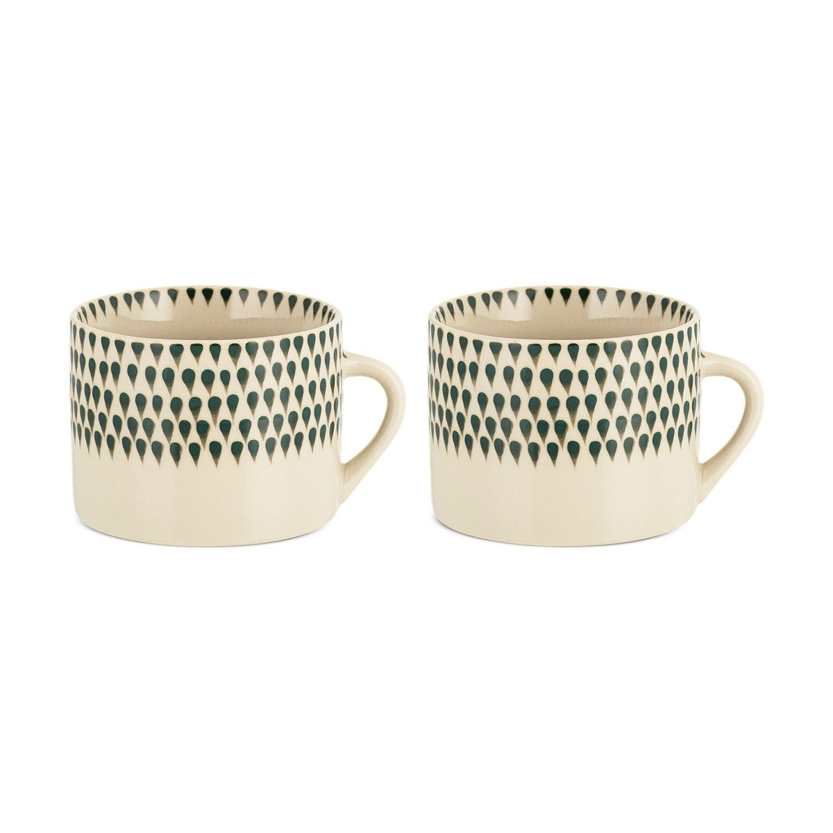 Juniper Drop Large Mug - Cream & Juniper - Set of 2
