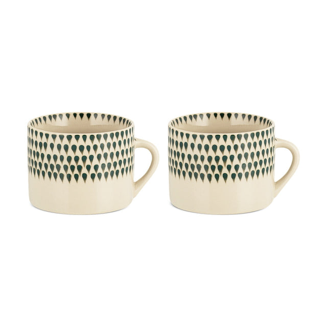 Juniper Drop Large Mug - Cream & Juniper - Set of 2