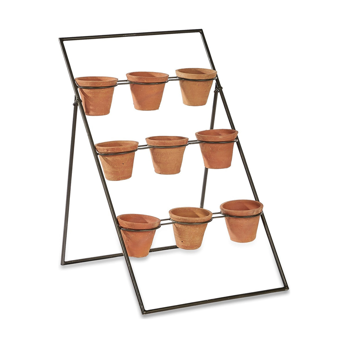 Jara 9 Pot Plant Stand - Terracotta & Iron