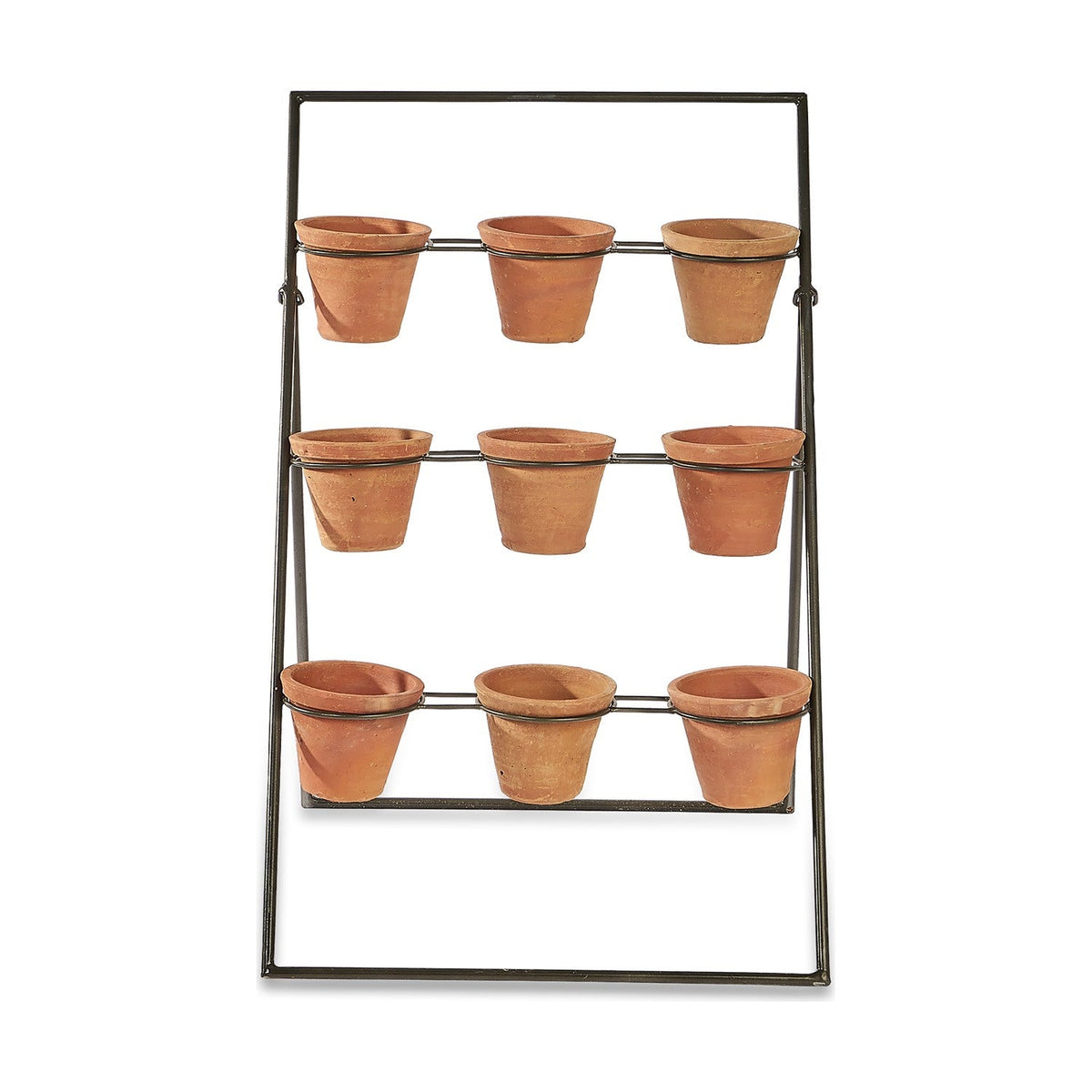 Jara 9 Pot Plant Stand - Terracotta & Iron