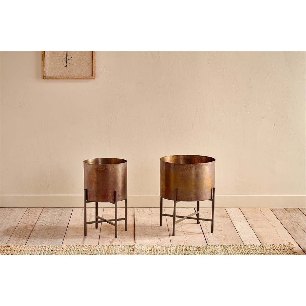 Juoni Large Iron Planter - Aged Antique Brass