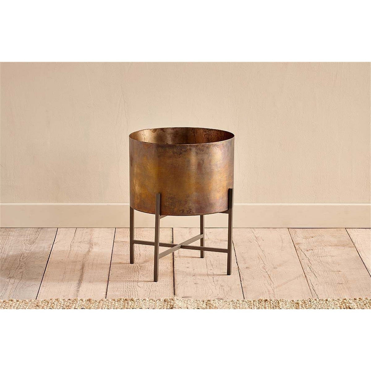 Juoni Large Iron Planter - Aged Antique Brass