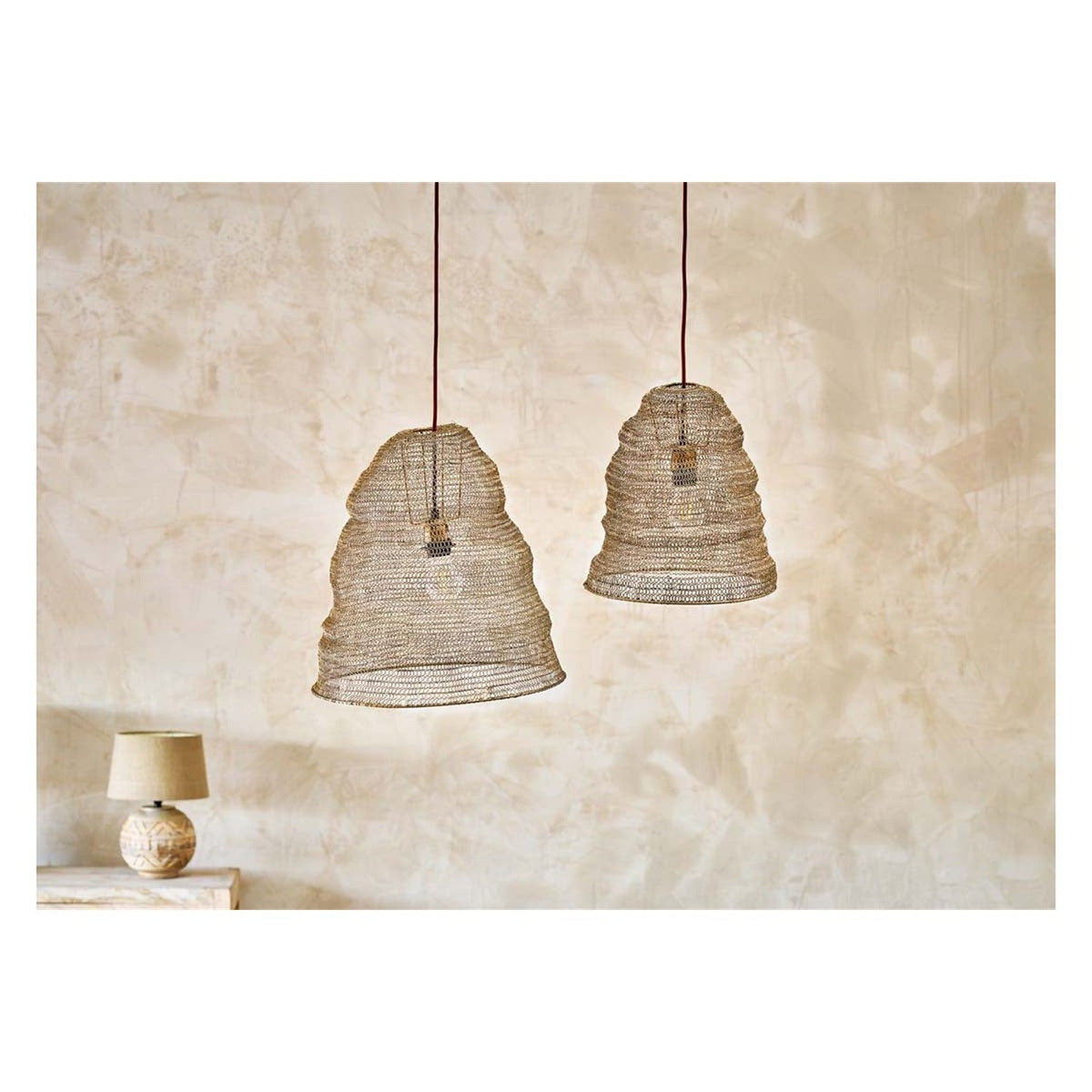 Jatani Small Oval Wire Lampshade - Antique Brass