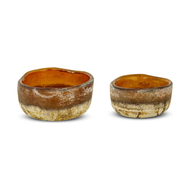Janka Glass Tealight Holder - Dark Amber - Set of 2