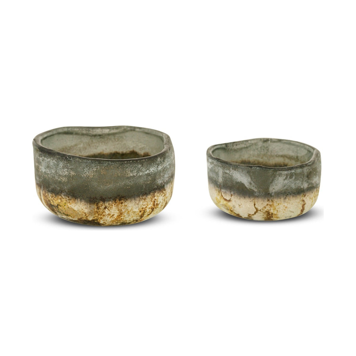 Janka Glass Tealight Holder - Charcoal - Set of 2
