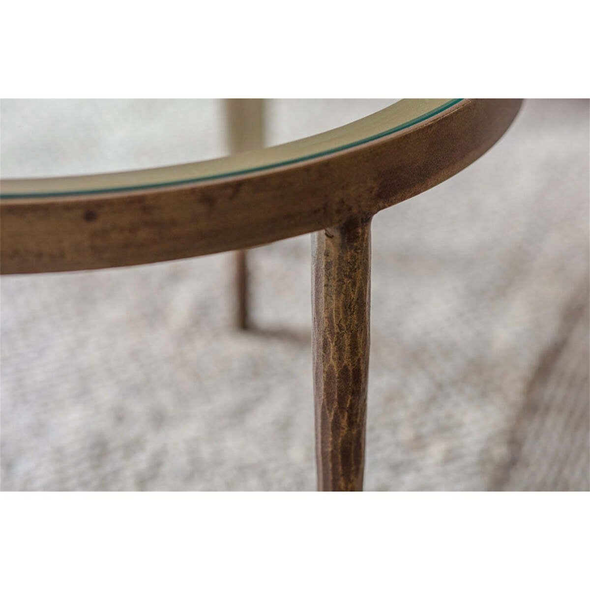Jiya Nested Iron & Glass Coffee Table - Brass - Set of 2