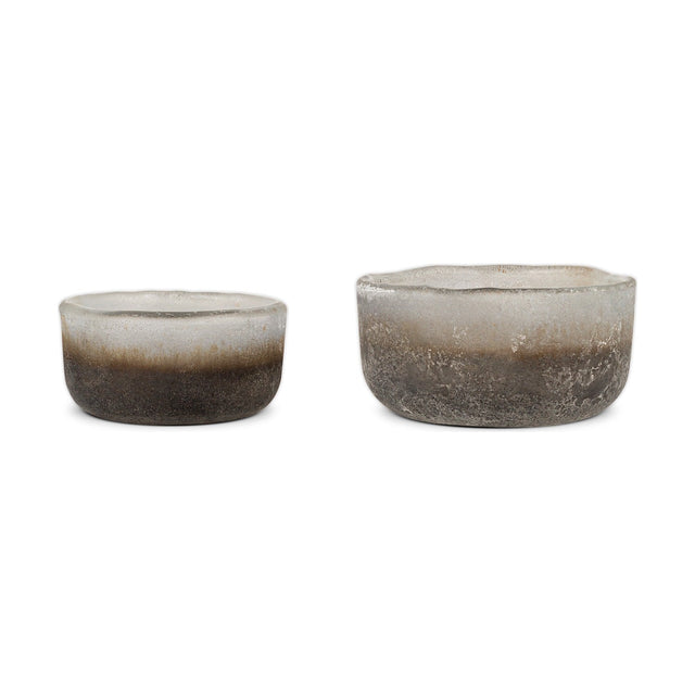 Janka Glass Tealight Holder - Smoked Charcoal - Set of 2