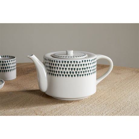 Juniper Drop Ceramic Teapot - Cream & Juniper