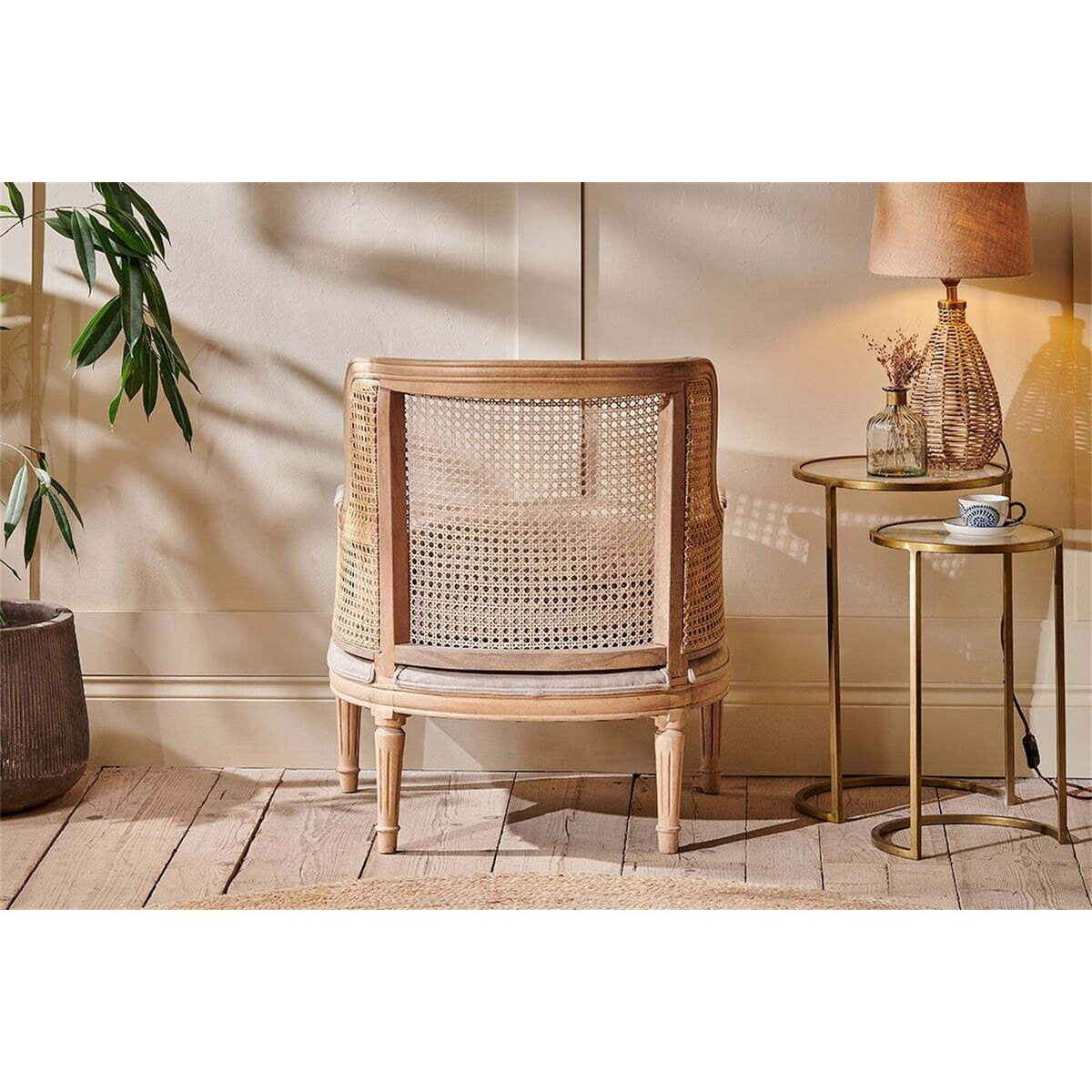 Kaziria Cane & Linen Armchair - Natural