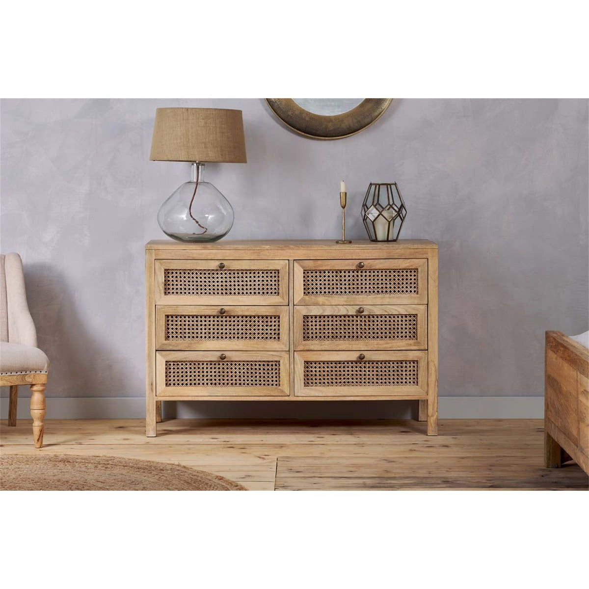Kanz Mango Wood & Cane Chest of Drawers - Natural