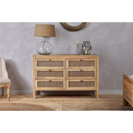 Kanz Mango Wood & Cane Chest of Drawers - Natural
