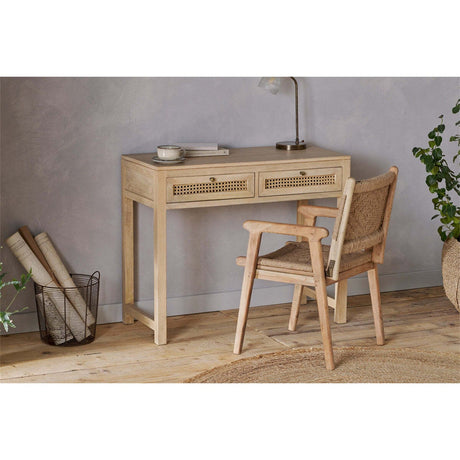 Kanz Mango Wood Cane Writing Desk - Natural