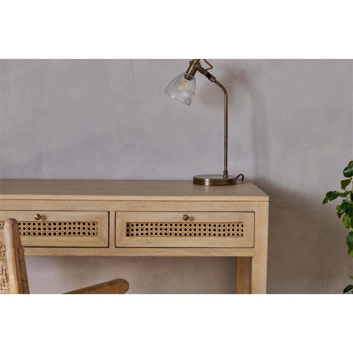 Kanz Mango Wood Cane Writing Desk - Natural