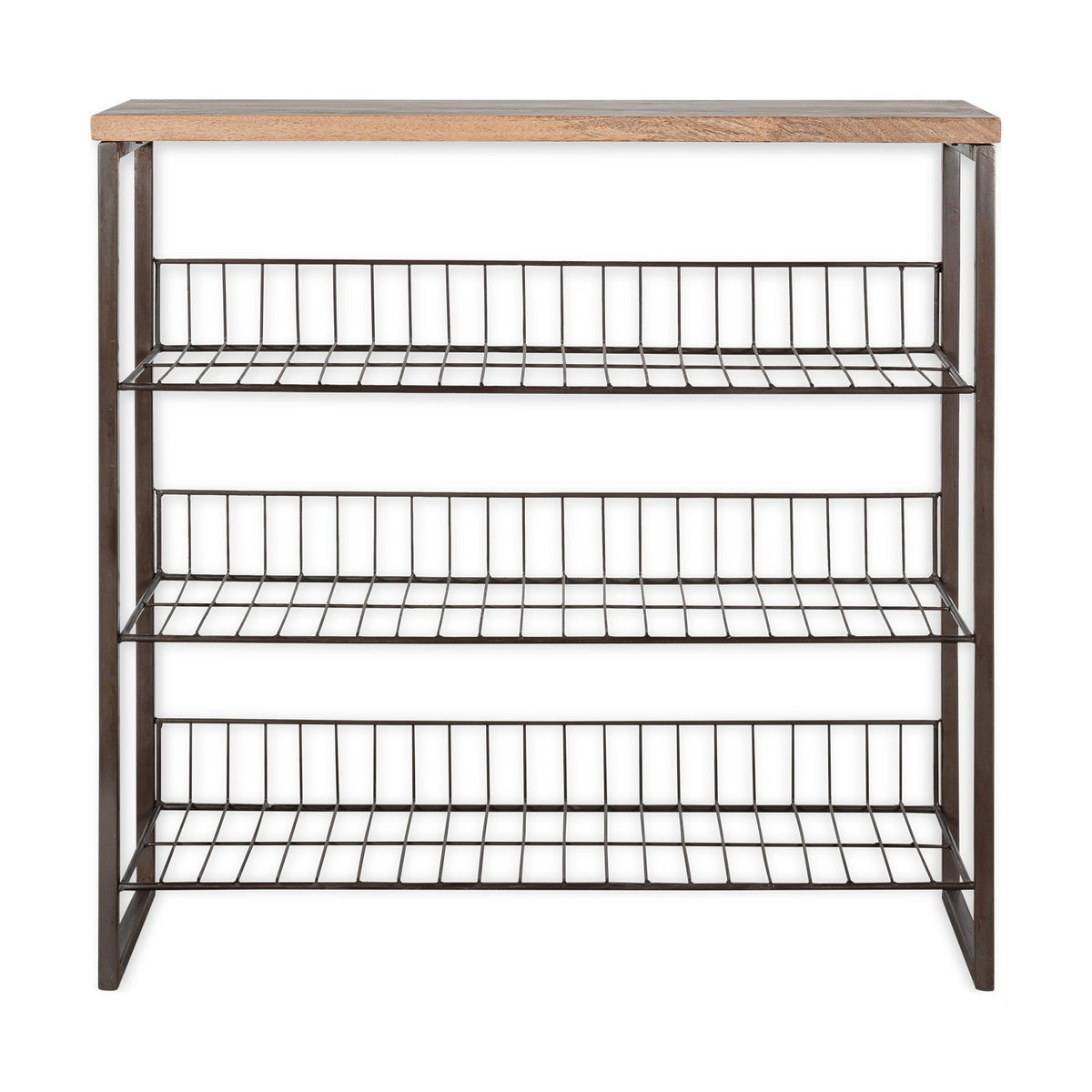 Kiyoma Tall Iron & Mango Wood Shelving Unit - Natural
