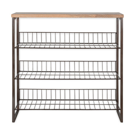 Kiyoma Tall Iron & Mango Wood Shelving Unit - Natural
