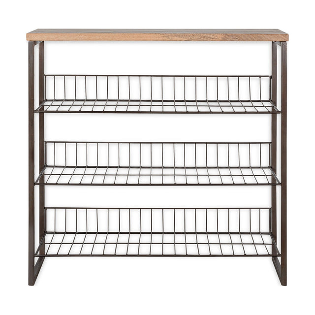 Kiyoma Tall Iron & Mango Wood Shelving Unit - Natural