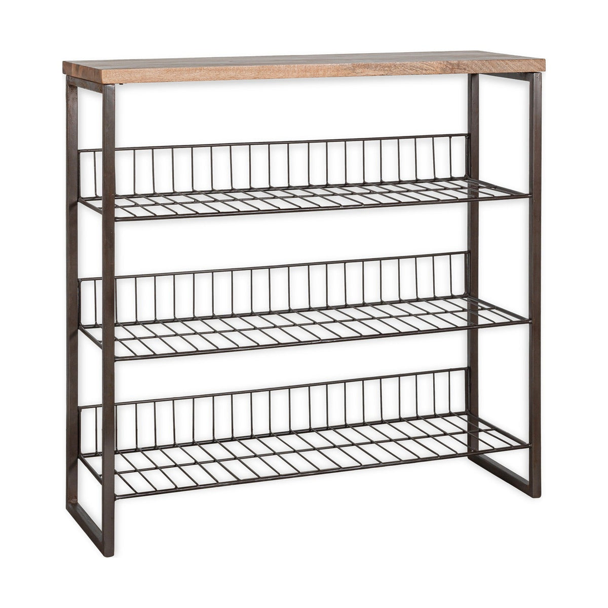Kiyoma Tall Iron & Mango Wood Shelving Unit - Natural