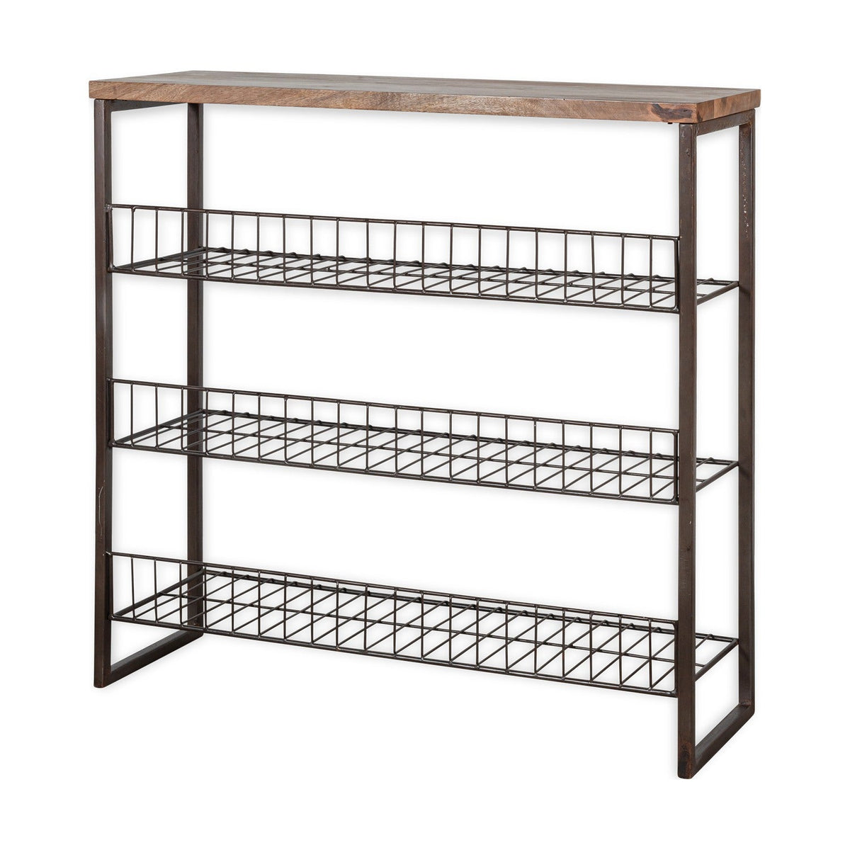 Kiyoma Tall Iron & Mango Wood Shelving Unit - Natural