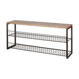 Kiyoma Iron & Wood Low Storage Bench - Natural