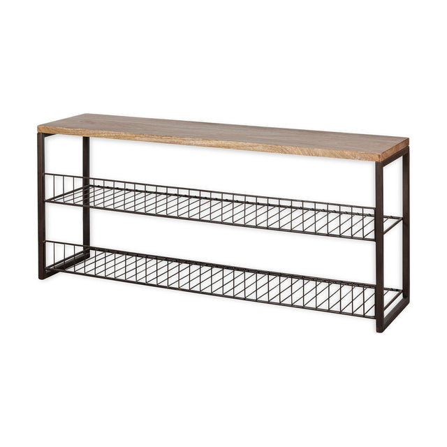 Kiyoma Iron & Wood Low Storage Bench - Natural