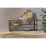 Kiyoma Iron & Wood Low Storage Bench - Natural