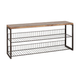 Kiyoma Iron & Wood Low Storage Bench - Natural