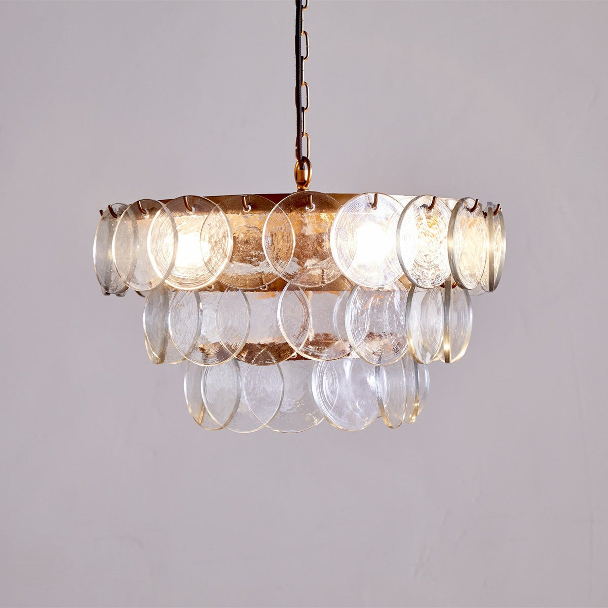 Kagitha Small 3 Light Recycled Glass Chandelier - Clear