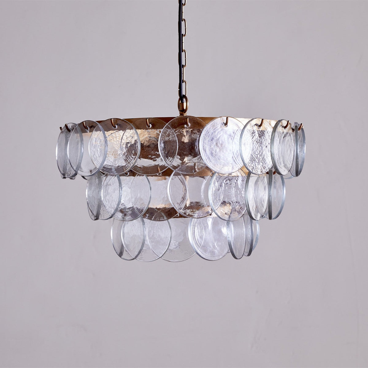 Kagitha Small 3 Light Recycled Glass Chandelier - Clear