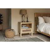 Kanz Mango Wood & Cane Bedside Table - Natural