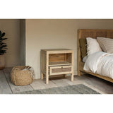 Kanz Mango Wood & Cane Bedside Table - Natural