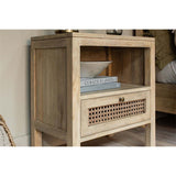Kanz Mango Wood & Cane Bedside Table - Natural
