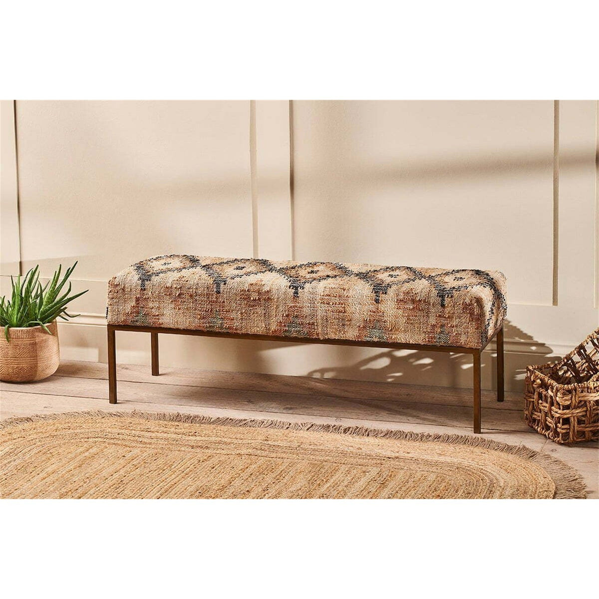 Kesu Kilim & Iron Bench - Natural