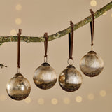 Konara Glass Baubles - Gold Crackle - Set of 4