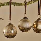 Konara Glass Baubles - Gold Crackle - Set of 4