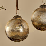 Konara Glass Baubles - Gold Crackle - Set of 4