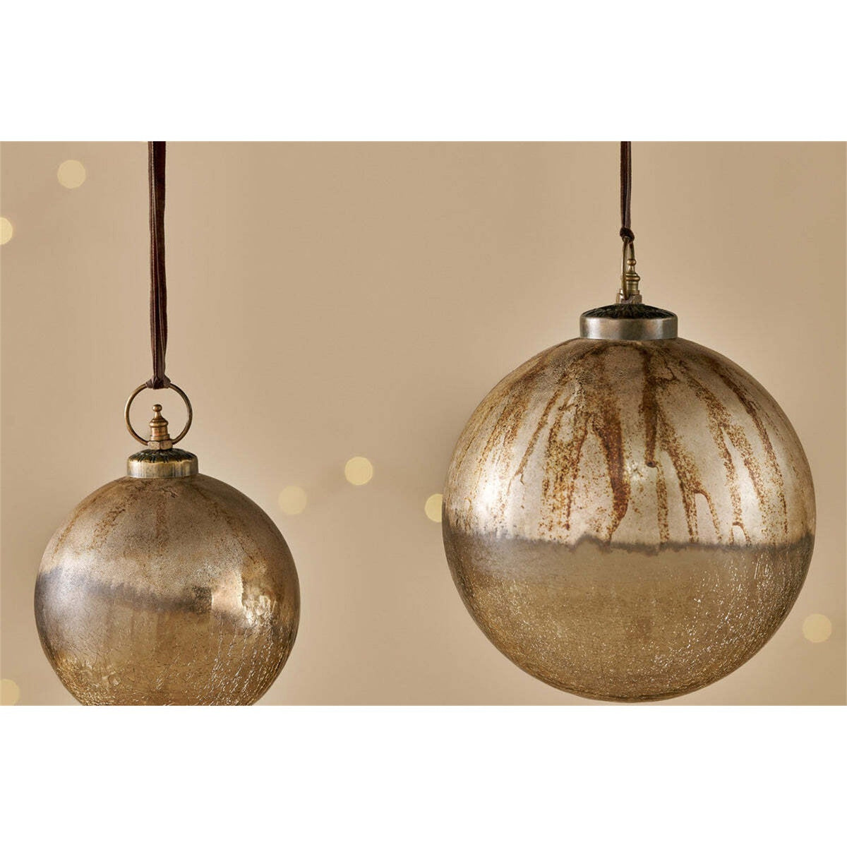 Konara Large Giant Glass Bauble - Gold Crackle