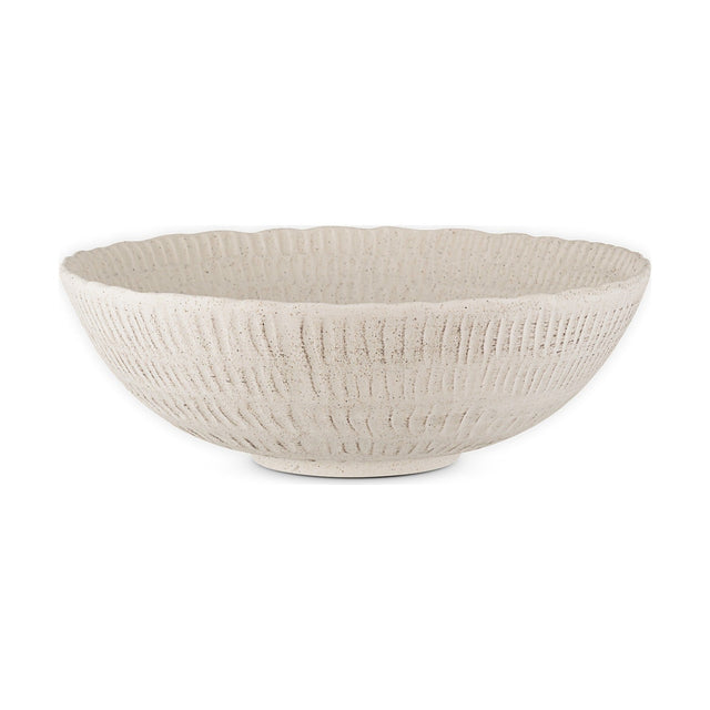 Kayanna Etched Ceramic Decorative Bowl - White