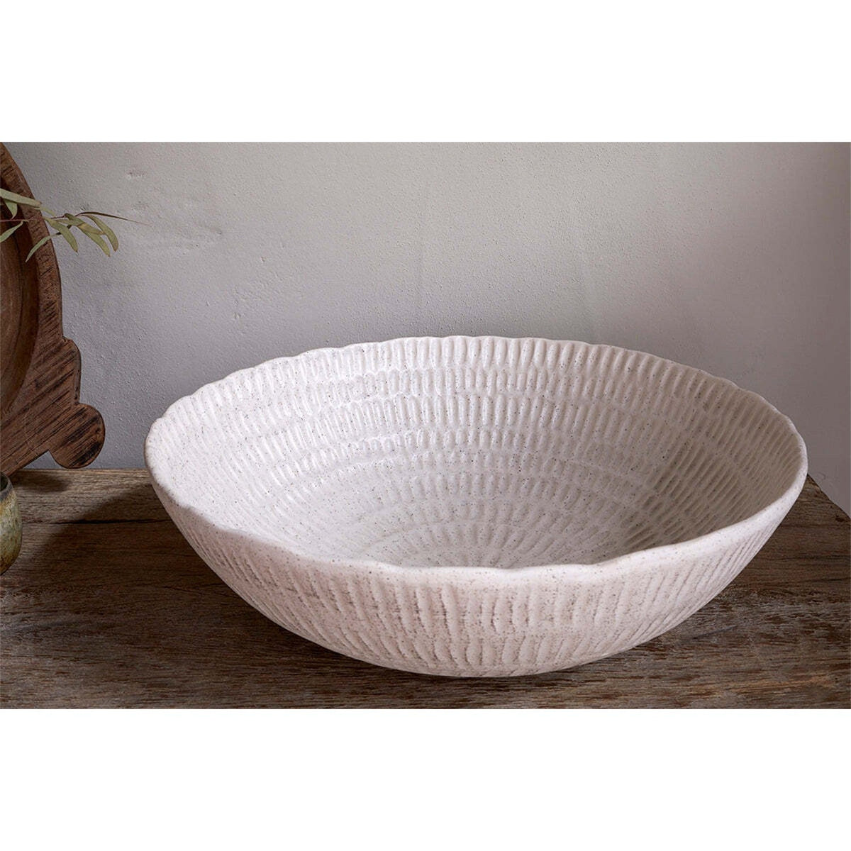 Kayanna Etched Ceramic Decorative Bowl - White